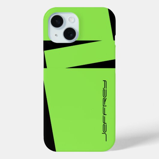 Moderne groene en zwarte gepersonaliseerde naam Case-Mate iPhone case (Achterkant)