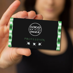 Moderne groene en zwarte mousserende diamanten voe visitekaartje