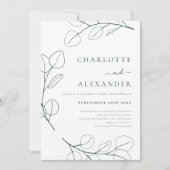 Moderne groene eucalyptus bladeren minimalistisch kaart (Voorkant)