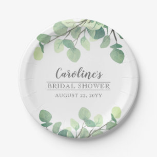 Moderne Groene Eucalyptus Bruidsdouche Papieren Bordje