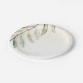 moderne groene eucalyptus springt rond papieren bordje (Gekanteld)