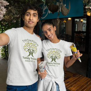 Moderne groene familie reünie stamboom t-shirt