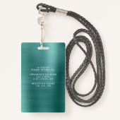 Moderne Groene Faux Metallic Corporate Foto ID Badge (Achterkant met draagriem)