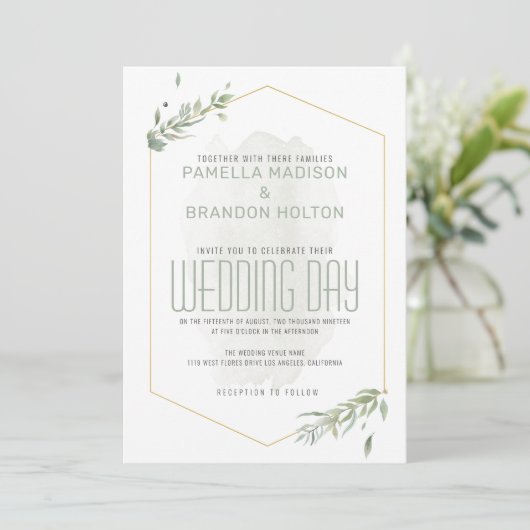 Moderne groene feestdag en gouden Lijst Menu (Staand voorkant)