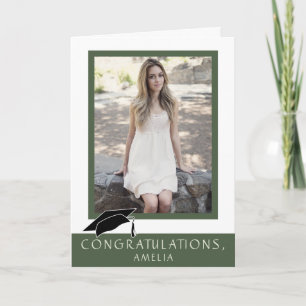 Moderne Groene Felicitaties Afstudeerfoto Kaart