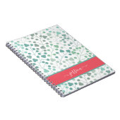 Moderne groene floral patroonscriptnaam mini clipb notitieboek (Rechterzijde)