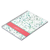 Moderne groene floral patroonscriptnaam mini clipb notitieboek (Linkerzijde)