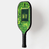 Moderne groene gedrukte schakeling microchip nerd  pickleball paddle (Links)