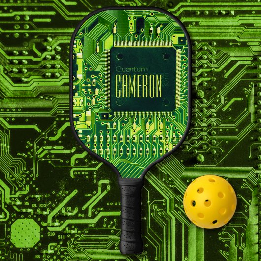 Moderne groene gedrukte schakeling microchip nerd  pickleball paddle