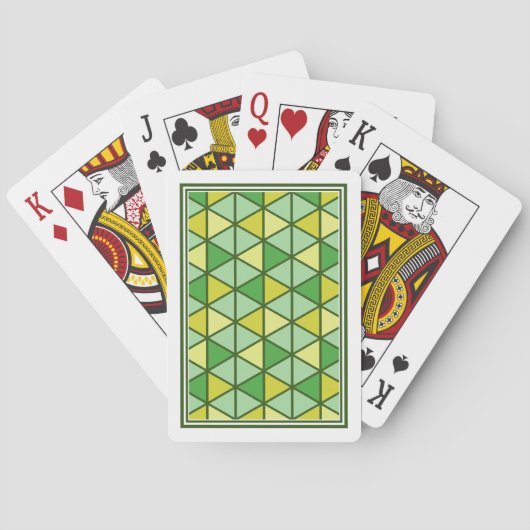 Moderne groene gele driehoek Geometrisch patroon Pokerkaarten (Achterkant)
