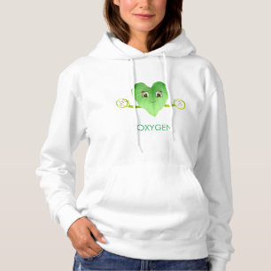 Moderne Groene Gelukkig Hartblad Hoodie
