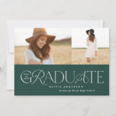 Moderne groene geometrische 2 afstuderen voor foto aankondiging (Voorkant)