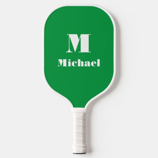 Moderne Groene Gepersonaliseerde Naam Initiaal Ste Pickleball Paddle (Voorkant)