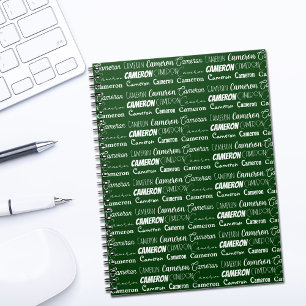 Moderne Groene Gepersonaliseerde Naamcollage Notitieboek