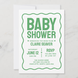 Moderne groene geslachtsneutrale babyshower kaart