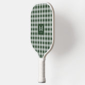 Moderne Groene Gingham Monogram Vastgestelde Bedri Pickleball Paddle (Links)