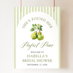 Moderne groene Gingham Perfect Pear Bruiloftsborre Poster