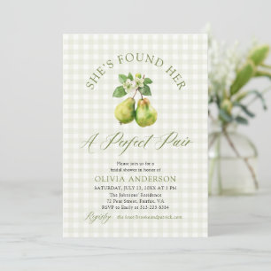 Moderne Groene Gingham Perfecte Paar Bruidsdouche Kaart