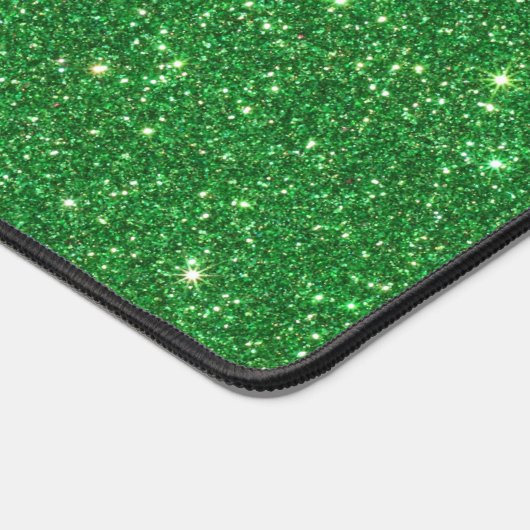 Moderne groene glitter scriptnaam bureaumat (Hoek)