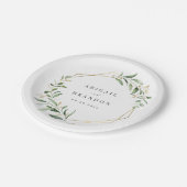 Moderne groene goud geometrische rustieke trouwdag papieren bordje (Gekanteld)