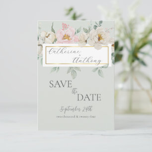 Moderne groene gouden bloemige trouw save the date