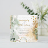 Moderne groene gouden botanische vierkant | kaart (Staand voorkant)