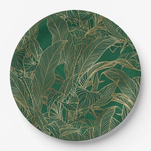 Moderne groene goudvulling Plant botanisch ontwerp Papieren Bordje (Voorkant)