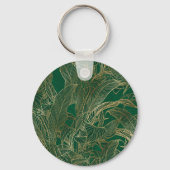 Moderne groene goudvulling Plant botanisch ontwerp Sleutelhanger (Voorkant)