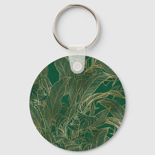 Moderne groene goudvulling Plant botanisch ontwerp Sleutelhanger (Voorkant)