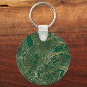 Moderne groene goudvulling Plant botanisch ontwerp Sleutelhanger (Achterkant)