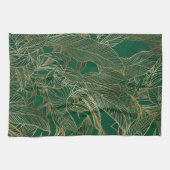 Moderne groene goudvulling Plant botanisch ontwerp Theedoek (Horizontaal)