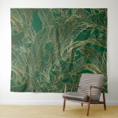 Moderne groene goudvulling Plant botanisch ontwerp Wandkleed (In Situ (horizontaal))