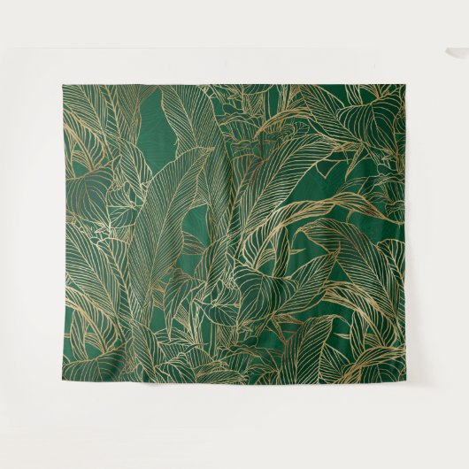 Moderne groene goudvulling Plant botanisch ontwerp Wandkleed (Voorkant (horizontaal))