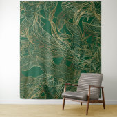 Moderne groene goudvulling Plant botanisch ontwerp Wandkleed (In situ)