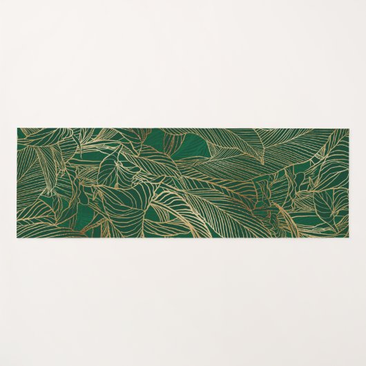 Moderne groene goudvulling Plant botanisch ontwerp Yogamat (Voorkant (horizontaal))
