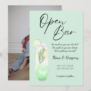 Moderne groene grappige foto save the date