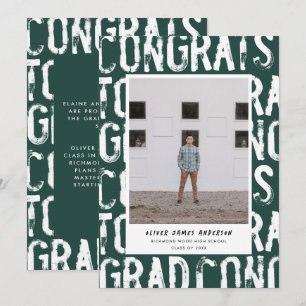 Moderne groene grungy foto afstudeeraankondiging kaart