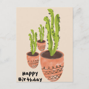 Moderne Groene Hoge Blad Plant Verjaardagskaart Briefkaart