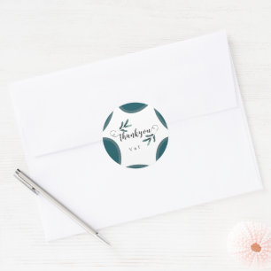 Moderne Groene Huwelijks Dankbetuiging Ronde Sticker