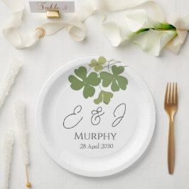 Moderne Groene Ierse Leaf Clover Wedding Papieren Bordje