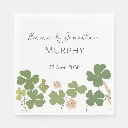 Moderne Groene Ierse Leaf Clover Wedding Servet (Voorkant)