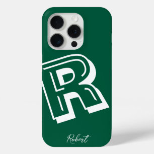 Moderne groene initiaal Minimale Hoesje-Mate iPhon iPhone 15 Pro Case
