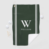 Moderne Groene Initiaal Naam Monogram Golfhanddoek (Insitu)