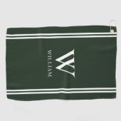 Moderne Groene Initiaal Naam Monogram Golfhanddoek (Horizontaal)