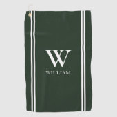 Moderne Groene Initiaal Naam Monogram Golfhanddoek (Voorkant)