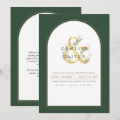 Moderne groene Juniperus-huwelijksuitnodiging Kaart (Voorkant / Achterkant)