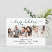Moderne groene kalligrafie script 3 Foto Feestdagenkaart (Staand voorkant)