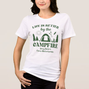 Moderne Groene Kamp Bachelorette Weekend Tri-Blend Shirt