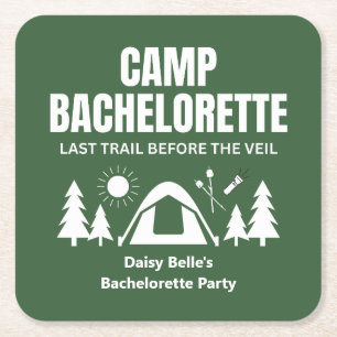Moderne Groene Kamp Bachelorette Weekend Vierkante Kartonnen Onderzetter