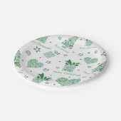 Moderne groene kerstboom kerstfeest papieren bordje (Gekanteld)